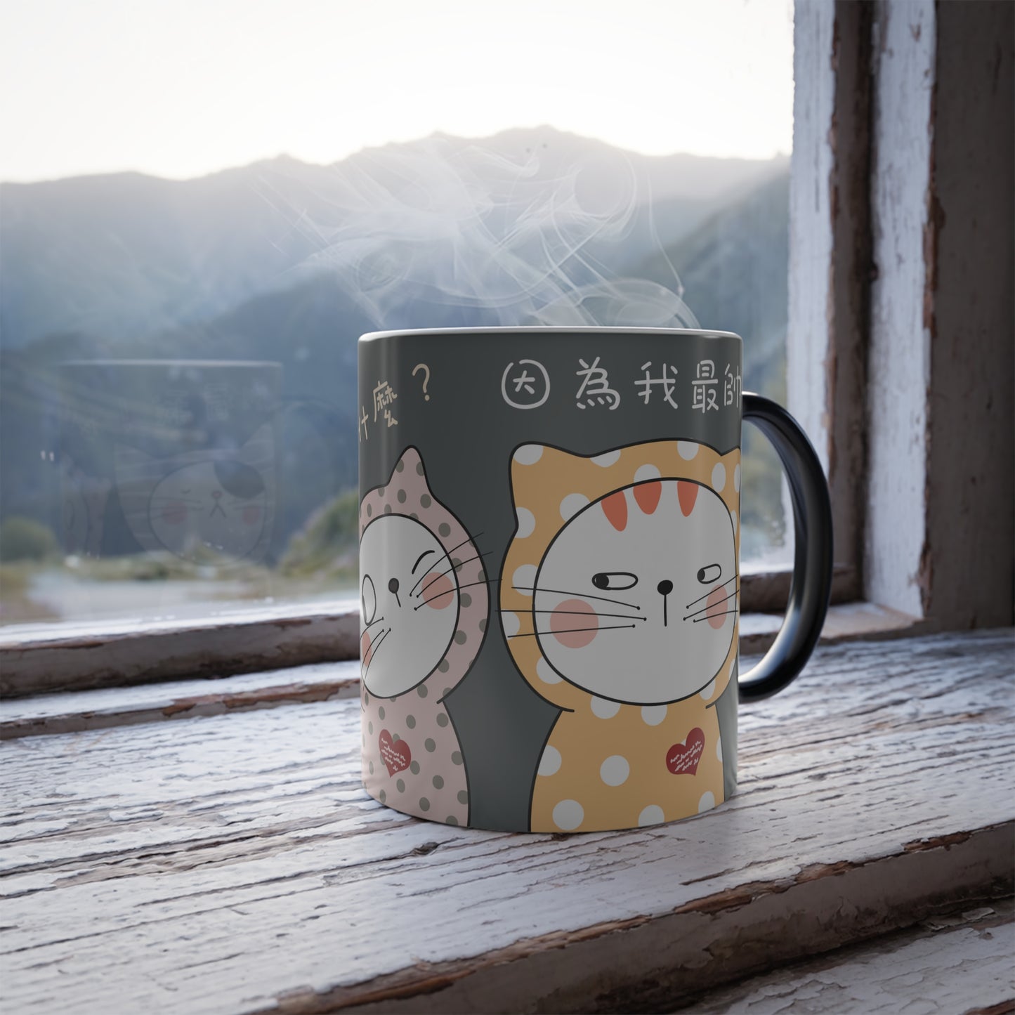 Don't look at me! Why? Because I'm the best looking! Cats 11oz Color Heat Changing Mug Chinese Characters