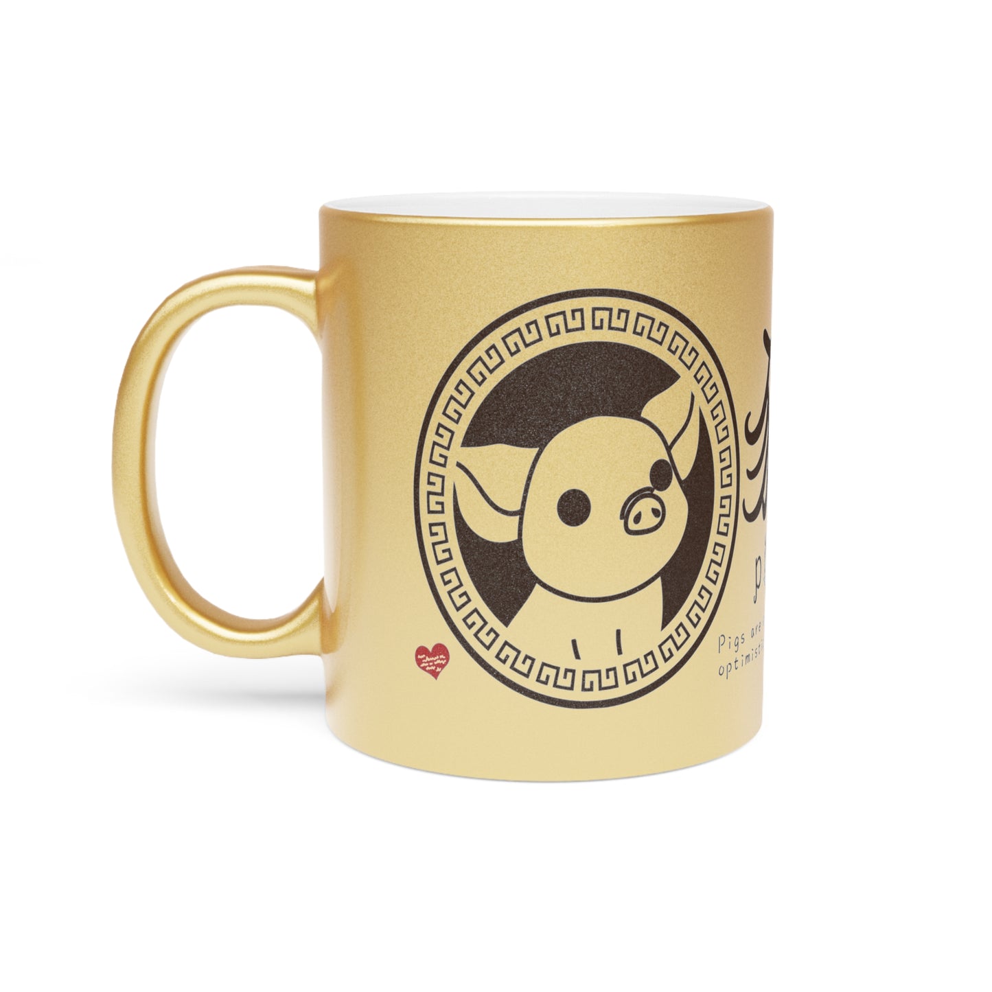 Chinese Zodiac Animals and Traits Pig Metallic Mug (Silver\Gold)