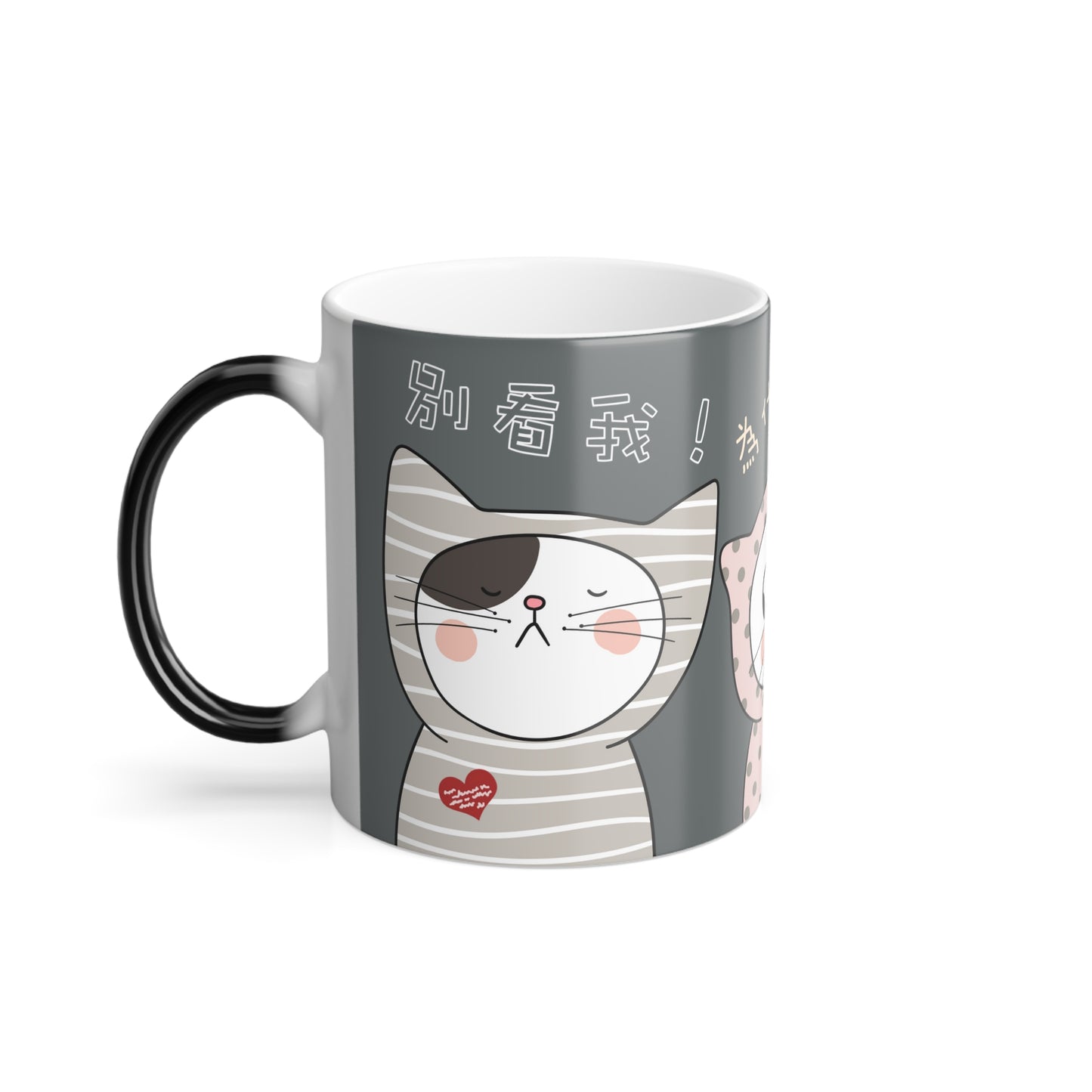 Don't look at me! Why? Because I'm the best looking! Cats 11oz Color Heat Changing Mug Chinese Characters