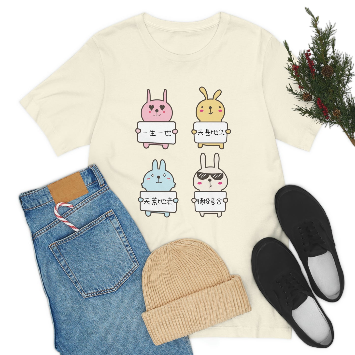 Unisex Forever Love Bunnies, 永遠愛你兔兔!T-shirts