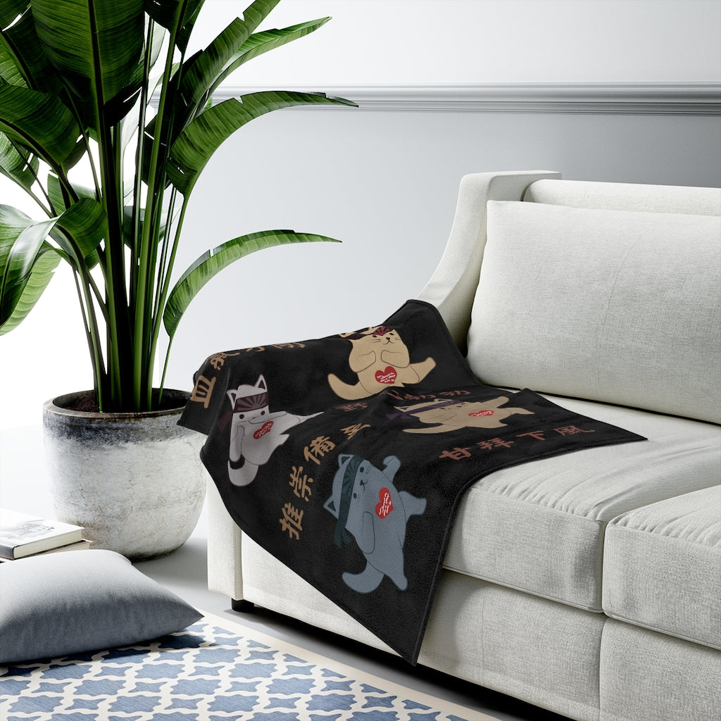 Kung Fu Cat Blanket - Energy and Strength Idioms - Black