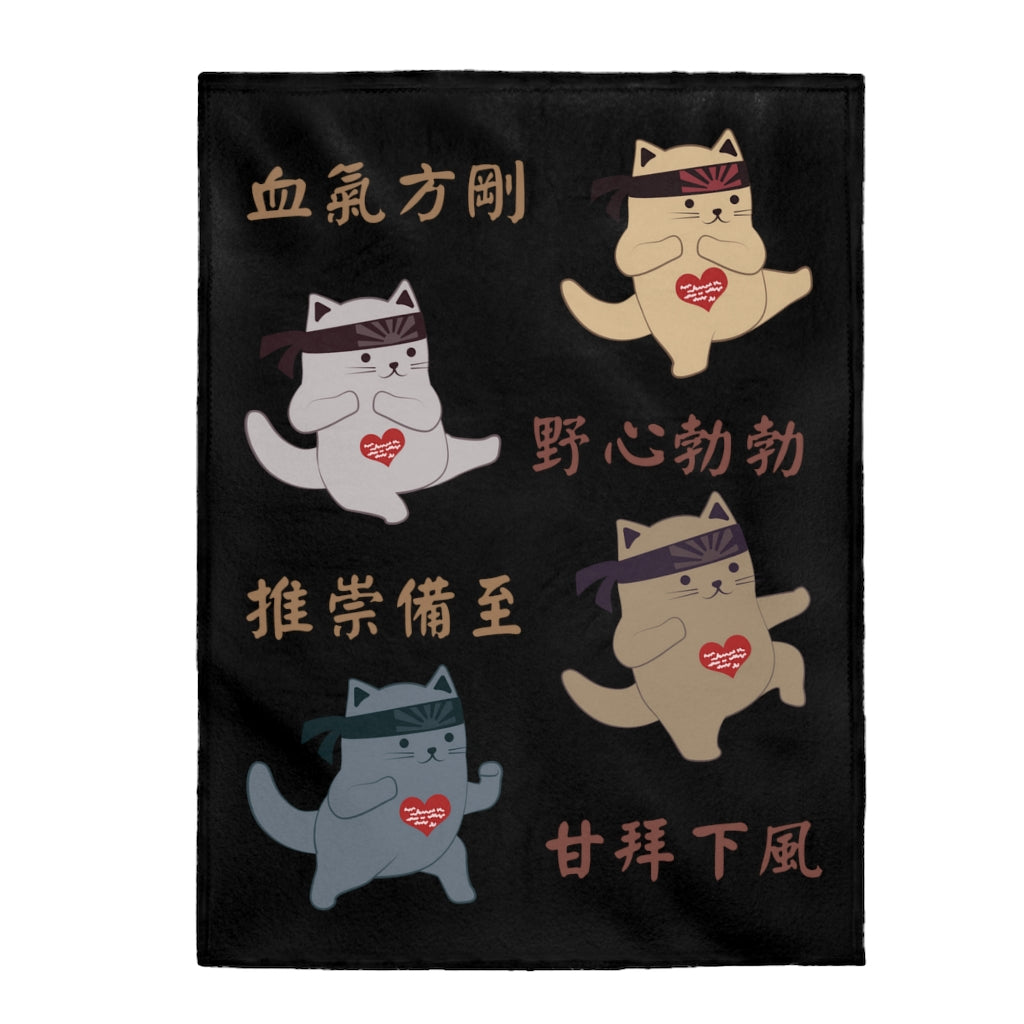 Kung Fu Cat Blanket - Energy and Strength Idioms - Black
