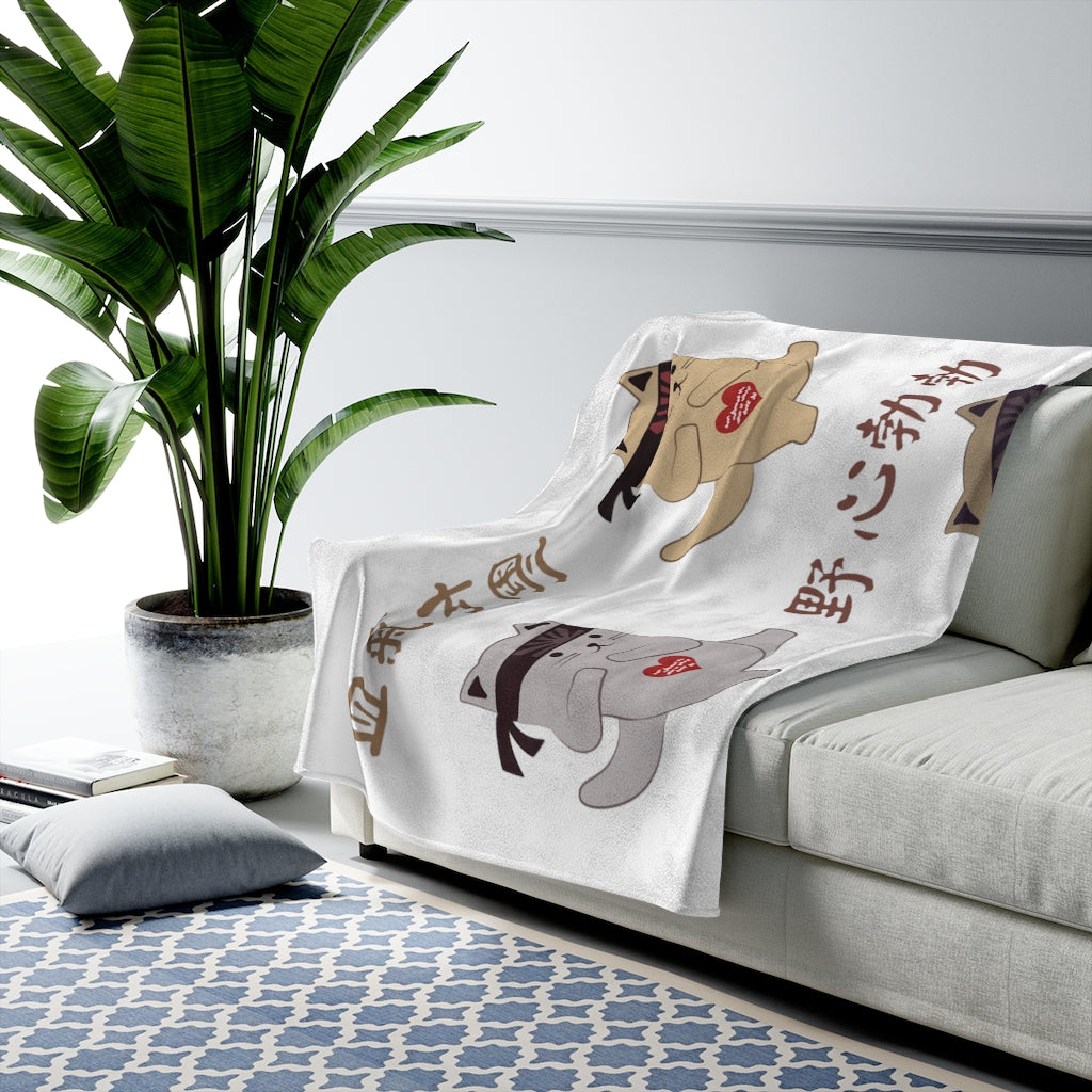 Kung Fu Cat Blanket - Energy and Strength Idioms - White