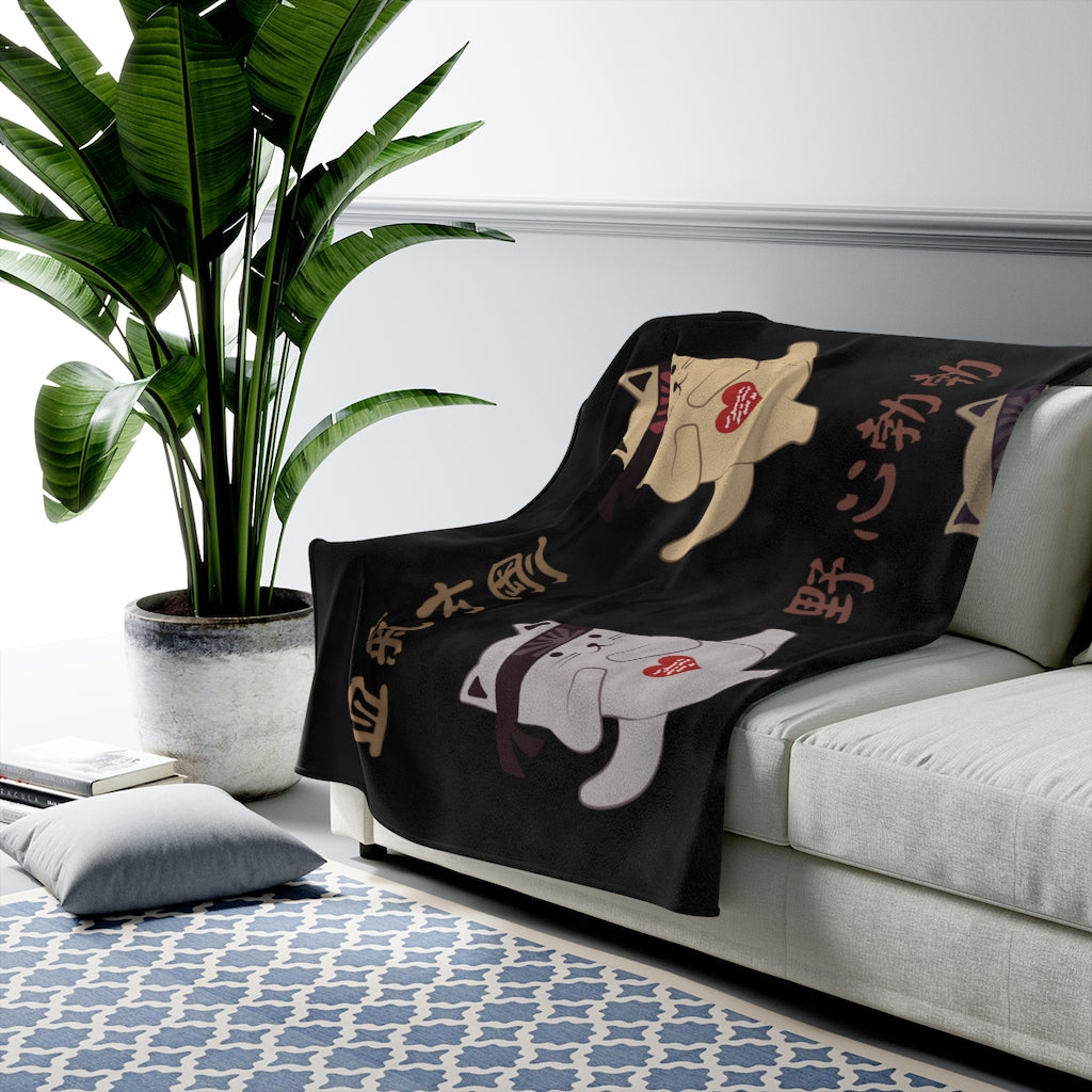 Kung Fu Cat Blanket - Energy and Strength Idioms - Black