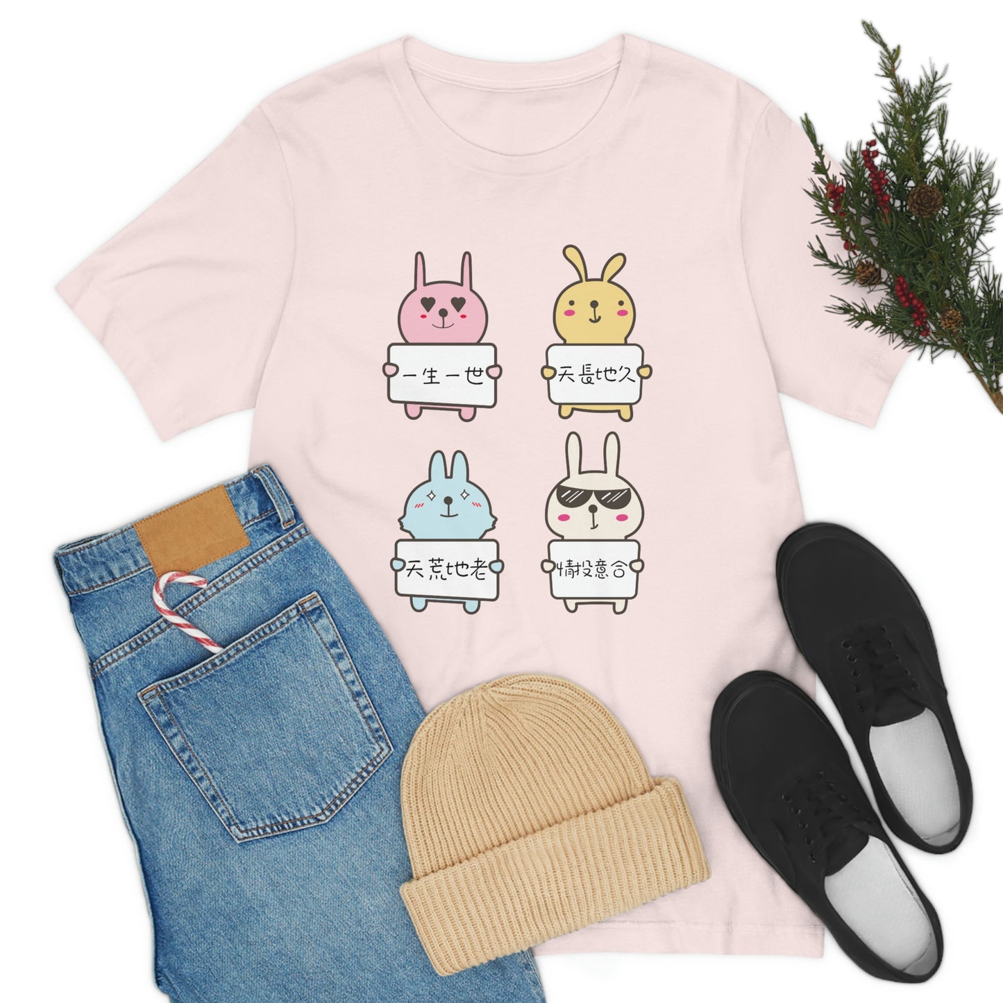 Unisex Forever Love Bunnies, 永遠愛你兔兔!T-shirts