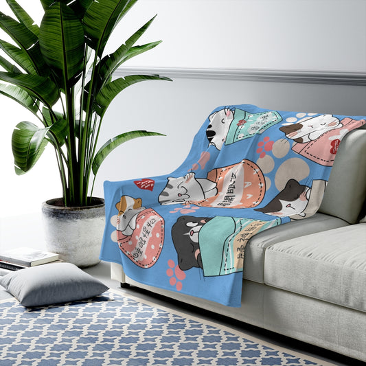 A Bunch of Kitties Blanket 一堆小貓咪 - Multiple Idioms - Baby Blue