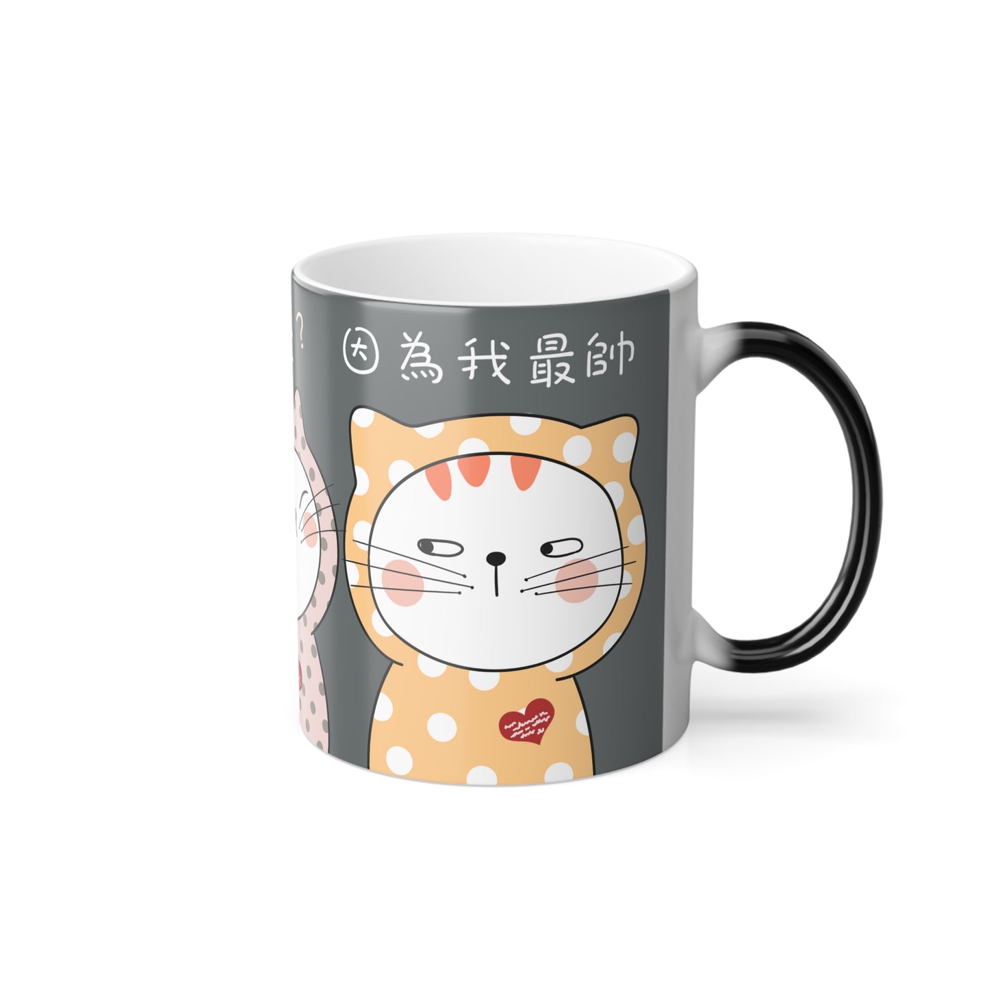 Don't look at me! Why? Because I'm the best looking! Cats 11oz Color Heat Changing Mug Chinese Characters