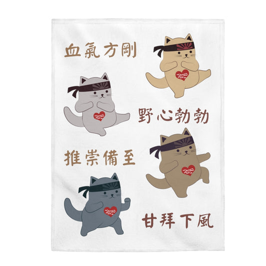 Kung Fu Cat Blanket - Energy and Strength Idioms - White